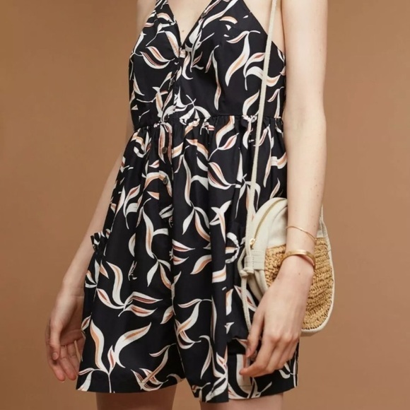 ANTHRO Hei Hei Palma Romper Black Printed Size XS - Picture 2 of 13